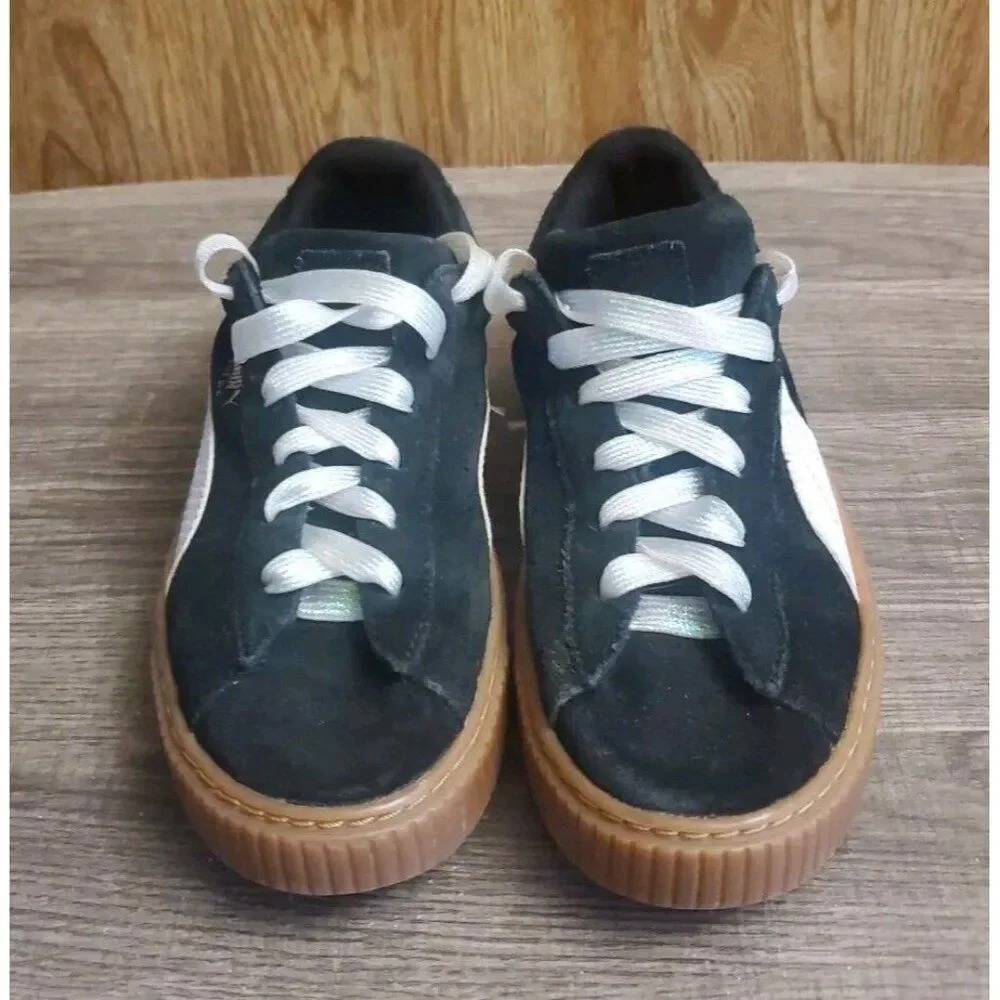 Puma Suede‎ Platform Shoes Sneakers Youth Size 3.5 Black White